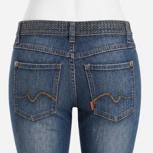 Zana Di Studded Waist Bootcut Dark Wash Flare Denim Low Rise, Bratz, Y2K Mall